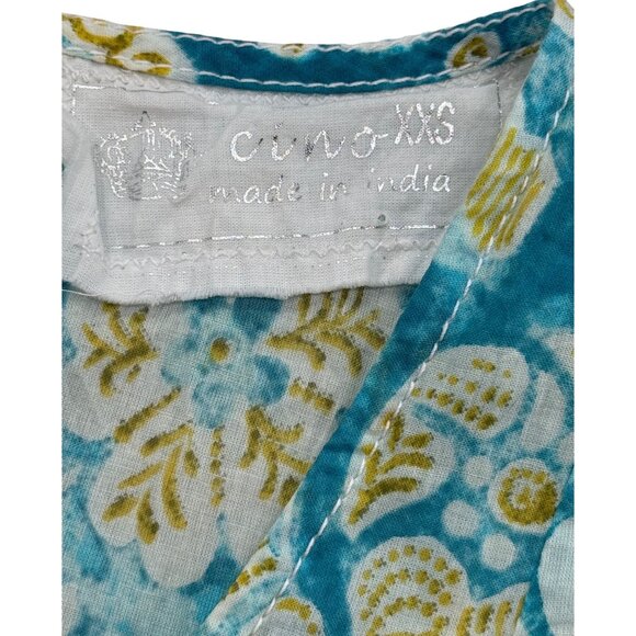 Cino Sleeveless Floral A-Line Mini Dress Cotton Blue Womens Size XXS - Picture 4 of 8